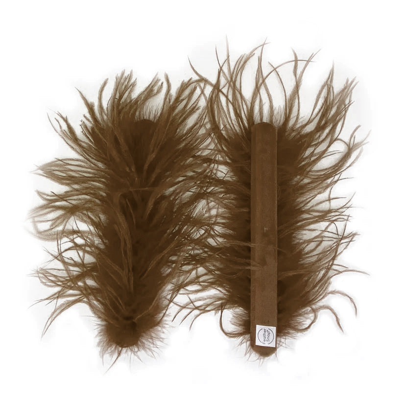 Brown Coffee Ostrich Feather Cuff Bracelet Pair - JUMBO Full Volume