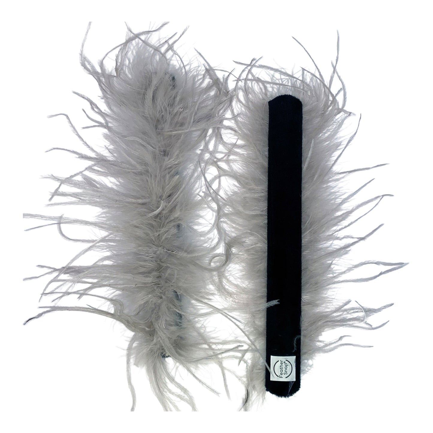 Light Grey Ostrich Feather Cuff Bracelet Pair - Full Volume