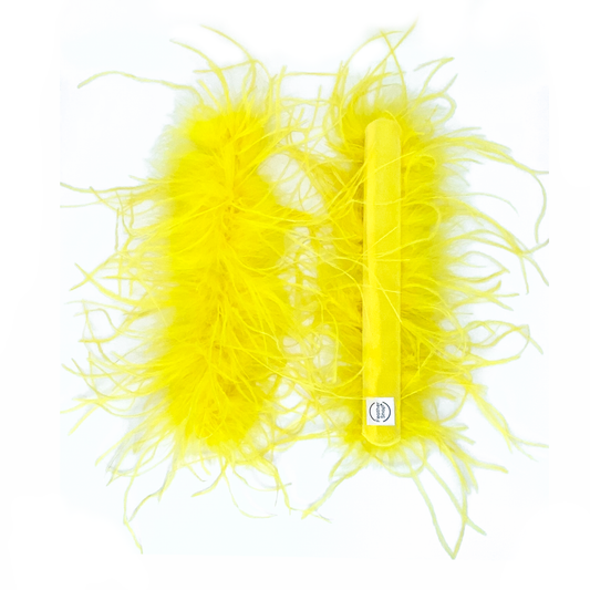 Yellow Ostrich Feather Cuff Bracelet Pair - JUMBO Full Volume