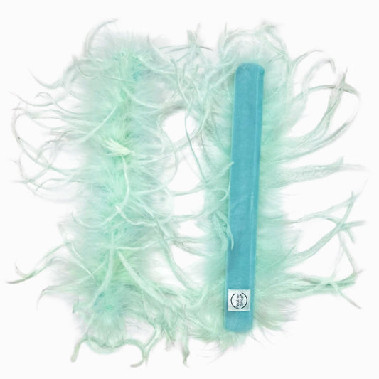 Mint Ostrich Feather Cuff Bracelet Pair - Full Volume