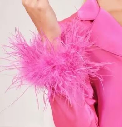 Barbie – Manschettenarmband aus rosa Straußenfedern, Paar, volles Volumen