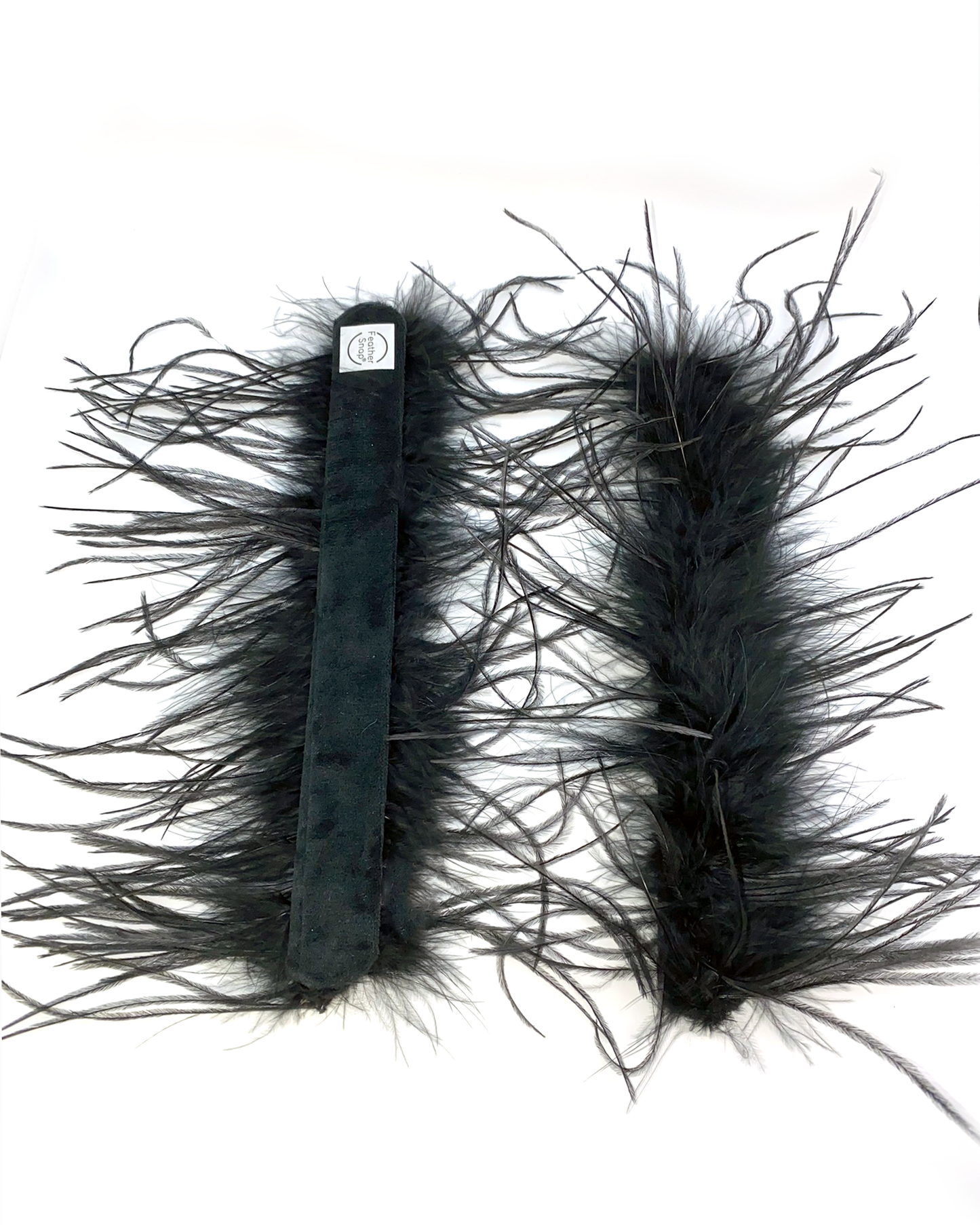 Black Ostrich Feather Cuff Bracelet Pair - Full Volume
