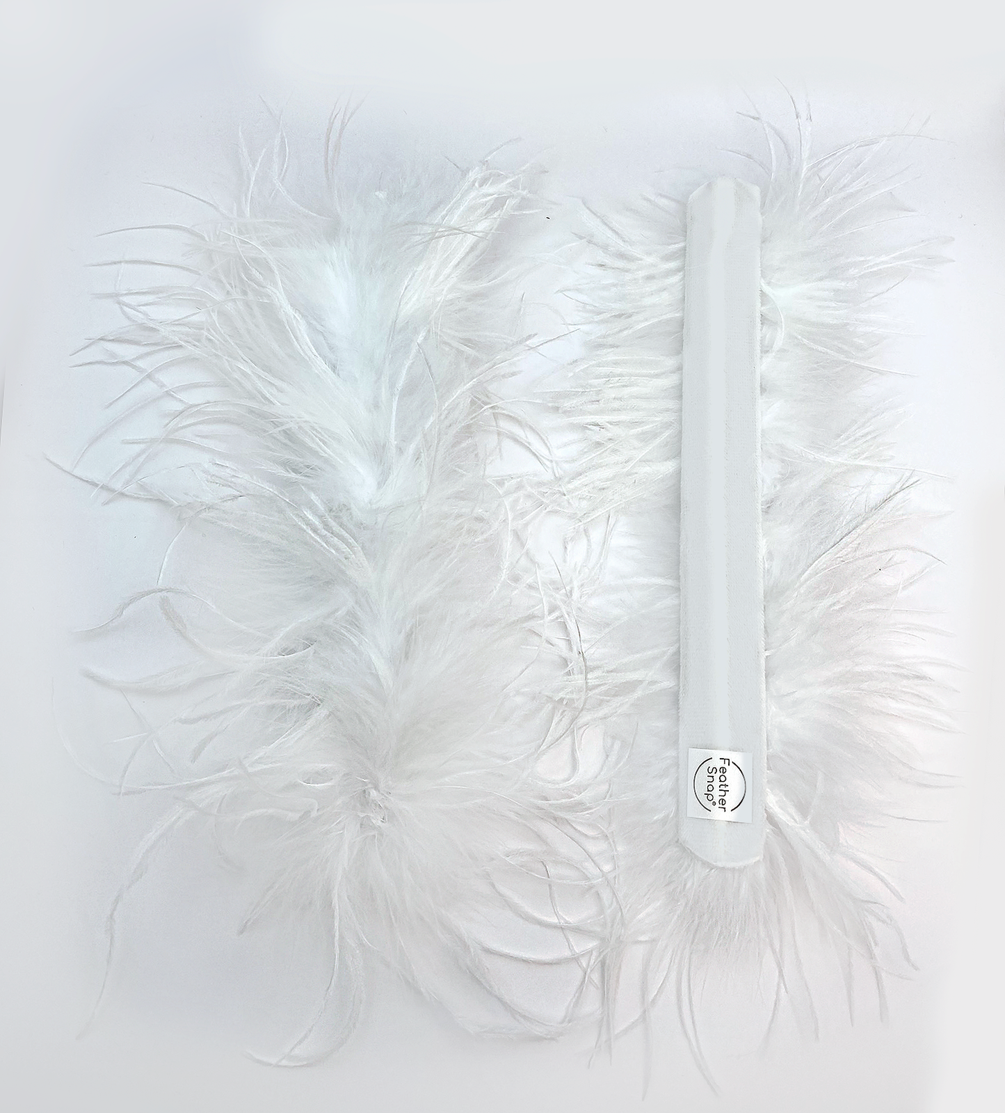 White Ostrich Feather Cuff Bracelet Pair - Full Volume